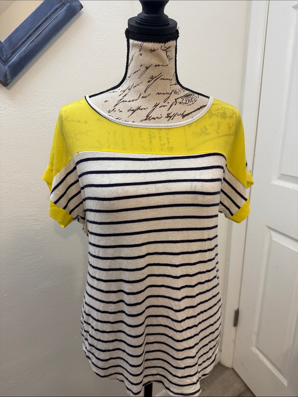 love J Yellow & Navy Striped Short Sleeve Tee